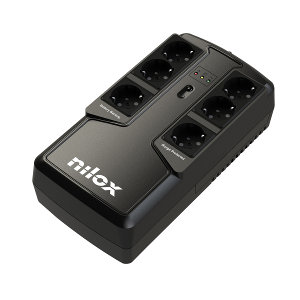 Nilox NXGCLIO8501X5V2 UPS-enhed Interaktivt indgangsstik 0,85 kVA 595 W 6 AC stikkontakt(er)