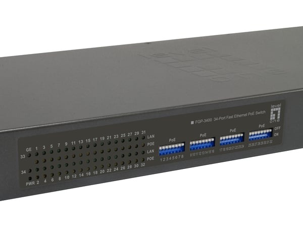LevelOne FGP-3400W380 verkkokytkin Hallitsematon Fast Ethernet (10/100) Power over Ethernet -tuki Musta