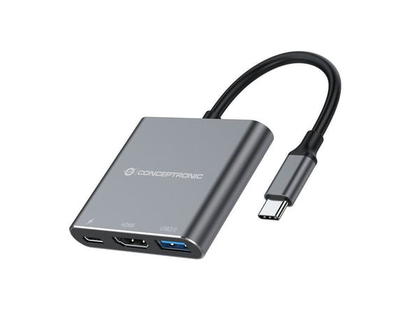 Conceptronic DONN18G kannettavien tietokoneiden telakka ja porttitoistin Langallinen USB 3.2 Gen 1 (3.1 Gen 1) Type-C Harmaa