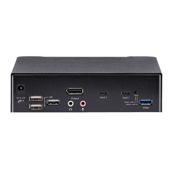 StarTech.com USB C KVM-switch, 2-portars DisplayPort KVM med 4K 60Hz UHD HDR-video, 3,5 mm ljud, USB Typ