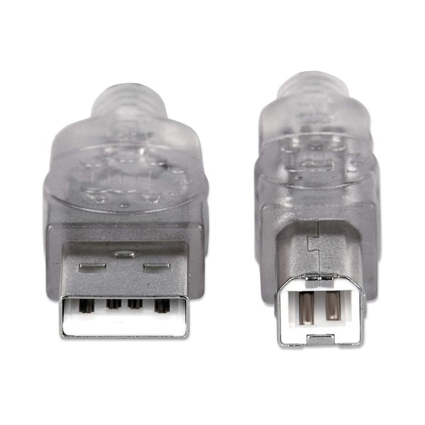 Manhattan 345408 USB-kablar USB 2.0 5 m USB A USB B 0,48 Gbit/s Silver