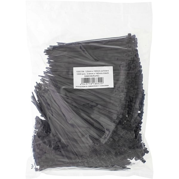 InLine 59963W kabelsamler Nylon Sort 1000 stk
