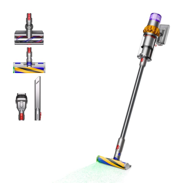 Dyson V15 Detect Absolute 2-i-1 stangstøvsuger Batteri Dry Poseløs 0,76 L 660 W Nikkel, Gul Dyson V15 Detect Absolute 2-i-1 stangstøvsuger Batteri Dry Poseløs 0,76 L 660 W Nikkel, Gul