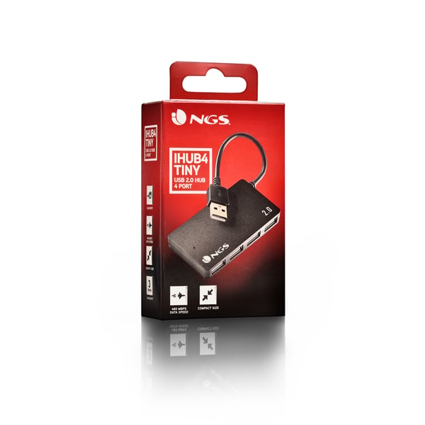 NGS IHUB4 TINY USB 2.0 480 Mbit/s Svart