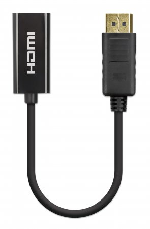 Manhattan DisplayPort 1.2 till HDMI Aktiv Adapter, 4K@60Hz, 15cm, Hane till Hona, DP Med Spärr, Svart