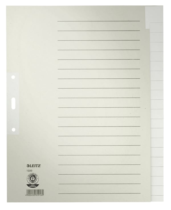 Leitz 12200085 faneskiller Blankt faneindeks Papir Grå
