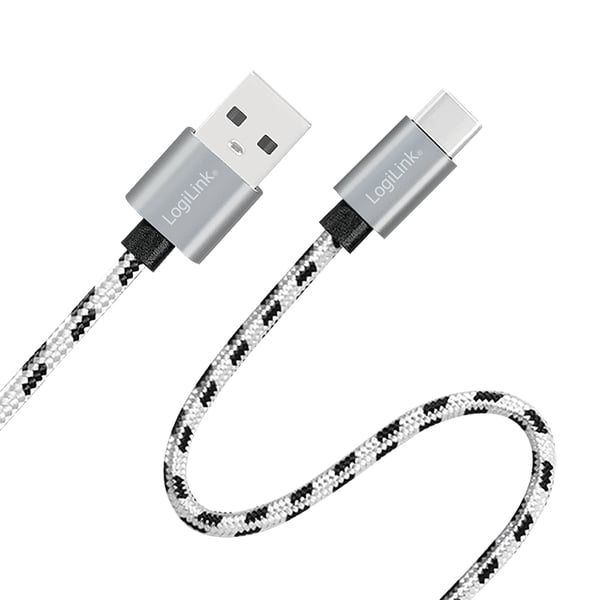 LogiLink CU0201 USB-kablar USB 2.0 USB C USB A 0,48 Gbit/s Svart, Vit