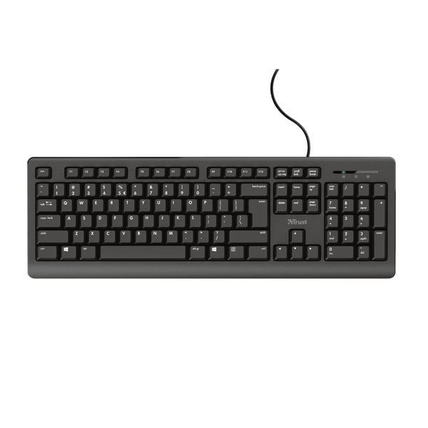 Trust TK-150 Kablet Tastatur Dansk, QWERTZ Sort med numerisk tastatur (23983)