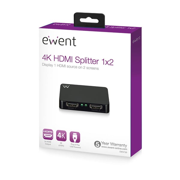 Ewent EW3720 bilddelare HDMI 2x HDMI