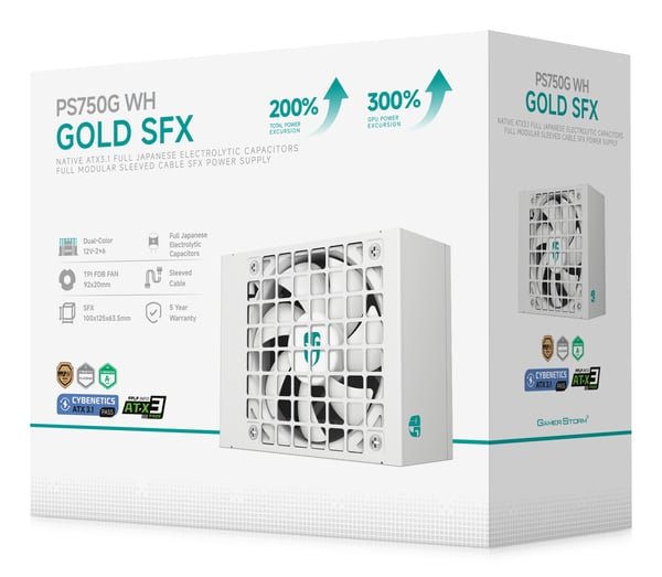 Gamer Storm PS750G WH virtalähdeyksikkö 750 W 20+4 pin ATX ATX Valkoinen