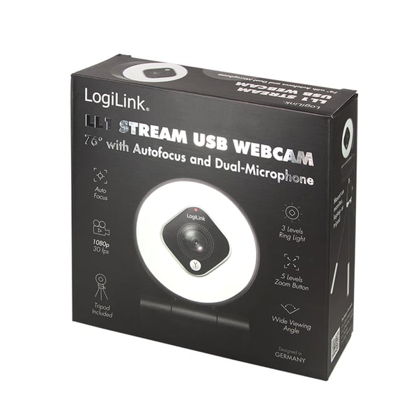 LogiLink UA0384 verkkokamera 2 MP 1920 x 1080 pikseliä USB 2.0 Musta, Valkoinen