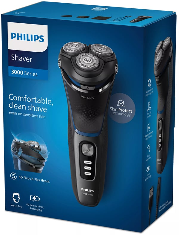Philips Shaver 3000 Series S3344/13 Elektrisk rakapparat för våt- och torrakning