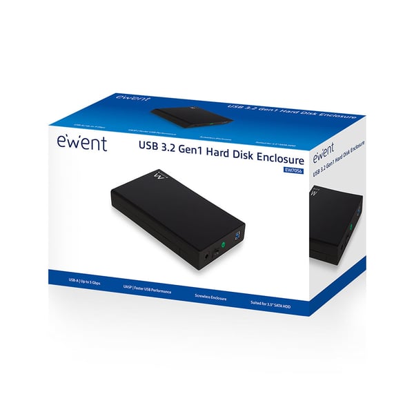 Ewent EW7056 Hölje för lagringsenheter HDD-hölje Svart 3.5"