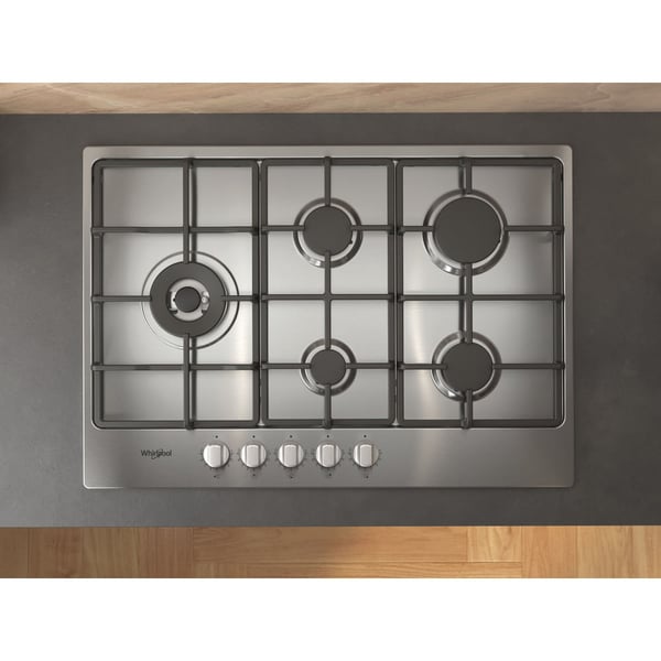 Whirlpool TGML 761 IX R Rustfrit stål Indbygget 73 cm Gaskomfur 5 zone(s)
