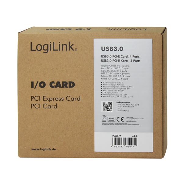 LogiLink PC0057A nätverkskort/adapters Intern USB 3.2 Gen 1 (3.1 Gen 1)