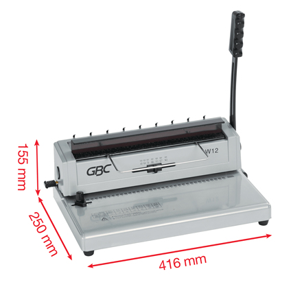 GBC W12 Manuel hul- og Wire-indbindingsmaskine, kapacitet 125 A4-ark