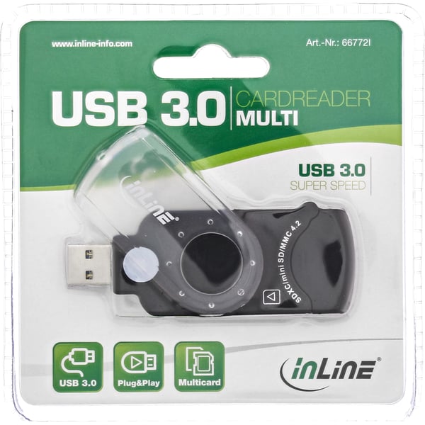 InLine 66772I kortläsare USB 3.2 Gen 1 (3.1 Gen 1) Svart