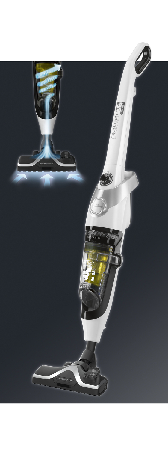 Rowenta Powerline Extreme RH8147 Skaftdammsugare AC Torr Mikro Utan påse 0,9 l 750 W Vit, Gul