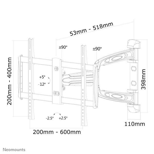 Neomounts LED-W700SILVER tv-beslag 152,4 cm (60") Sølv