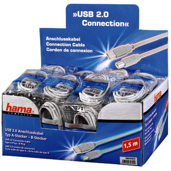 Hama 00034694 USB-kablar 1,5 m USB A USB B Grå