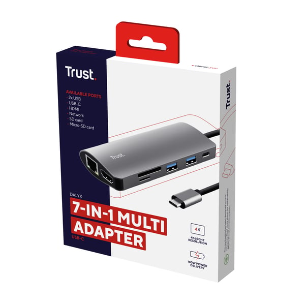 Trust Dalyx nätverkskort/adapters Intern HDMI, RJ-45, USB 3.2 Gen 1 (3.1 Gen 1)