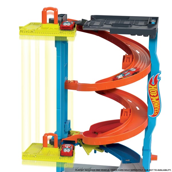 Hot Wheels City Förvandlingsbart racingtornslekset, banset med 1 leksaksbil