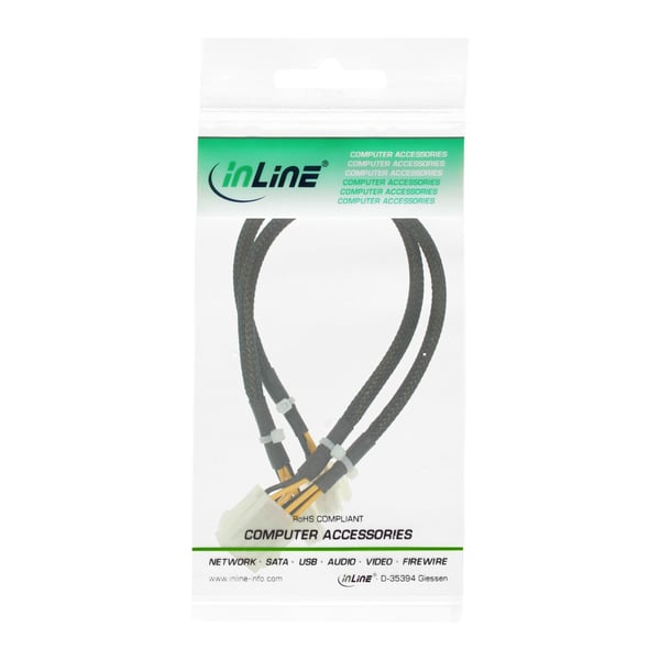 InLine® Strömförlängning intern, 2x4-polig hane till 8-polig hona, moderkort, 30cm (26630A)