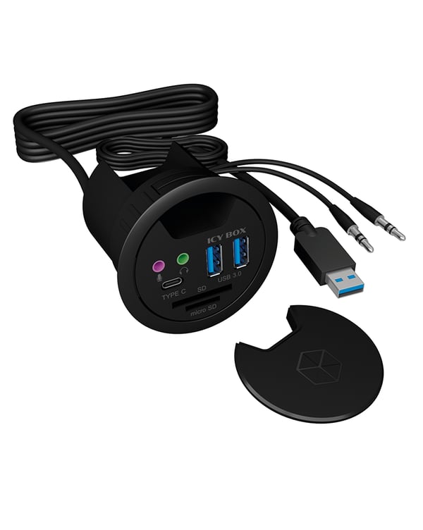 ICY BOX IB-HUB1404A stikkontakt Sort