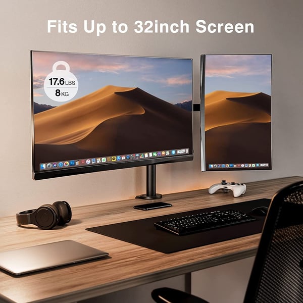 Techly ICA-LCD 582-D skærmbeslag og -stativer 81,3 cm (32") Skrivebord Sort