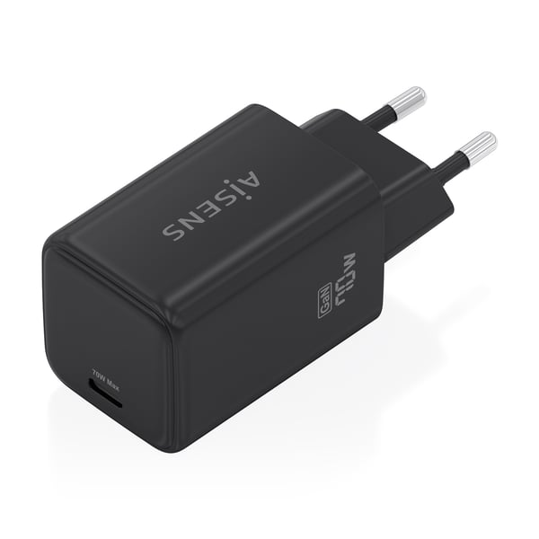 AISENS ASCH-70W1P089-BK mobiililaitteen laturi Matkapuhelin, Älypuhelin, Digitaalikamera, Universaali, Tabletti, MP3, MP4, Kannettava pelikonsoli Musta AC Pikalataus Sisätila