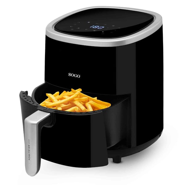 Sogo FRE-SS-10865 fritös Single 3,5 l Fristående 1200 W Varmluftsfritös Svart, Silver