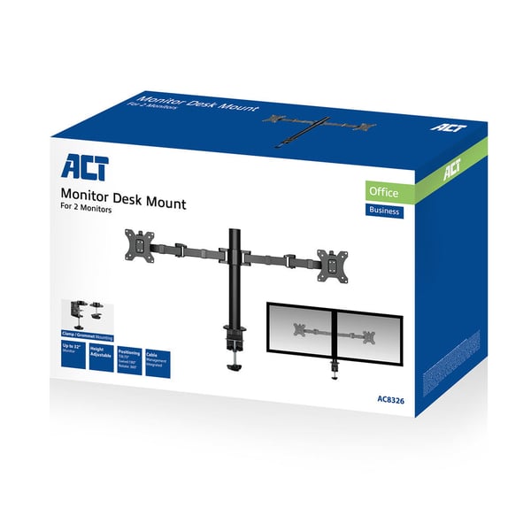 ACT AC8326 skærmbeslag og -stativer 81,3 cm (32") Skrivebord Sort