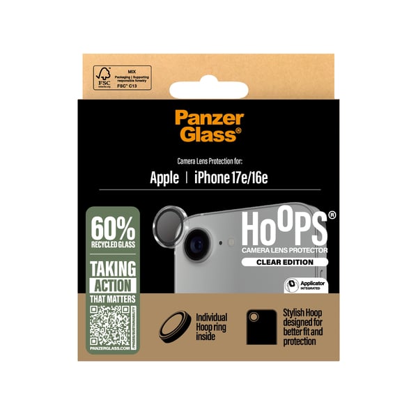 PanzerGlass ® Hoops® Camera Lens Protector Transparent iPhone 17e | 16e Kirkas näytönsuoja Apple 1 kpl