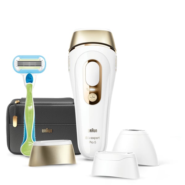 Braun Silk-expert Pro 5 PL5243 Intenst pulserende lys (IPL) Guld, Hvid