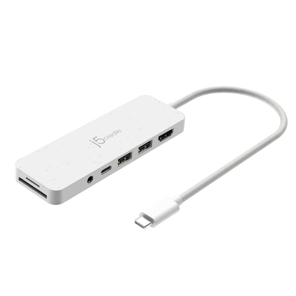 j5create JCD373EW-N Miljøvenlig USB-C®-hub med flere porte og strømforsyning