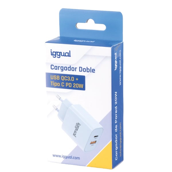 iggual IGG317419 oplader til mobil enhed Universel Hvid USB Hurtig opladning Indendørs