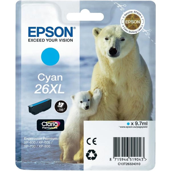 Epson Polar bear Enkeltpakke, cyan 26XL Claria Premium Ink