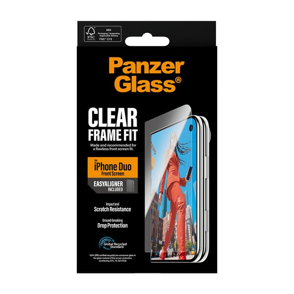 PanzerGlass ® Frontskærm Skærmbeskyttelse iPhone Duo | RammeFit m. EasyAligner