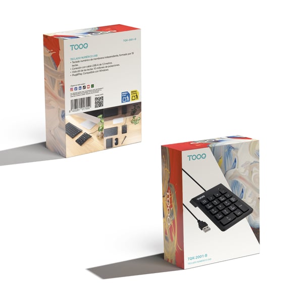 TooQ TQK-2001-B tangentbord Kontor USB Nej Svart