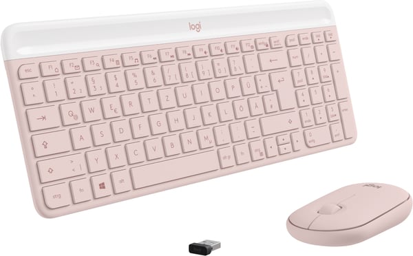 Logitech MK470 näppäimistö Sisältää hiiren Office Langaton RF QWERTZ Saksa Ruusu
