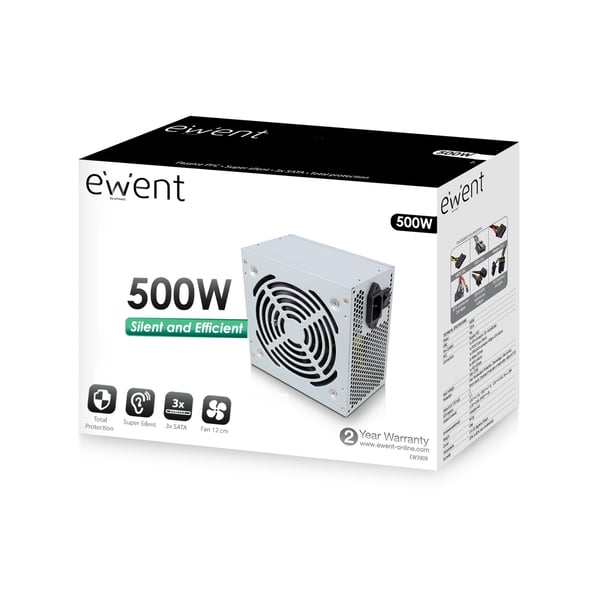 Ewent EW3909 enhed til strømforsyning 500 W 20+4 pin ATX ATX Grå