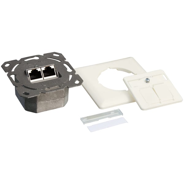 LogiLink NP0124 eluttag 2 x RJ-45 Metallisk, Vit