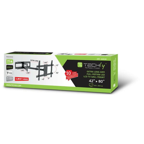 Techly ICA-PLB-721 TV-kiinnike 2,03 m (80") Musta