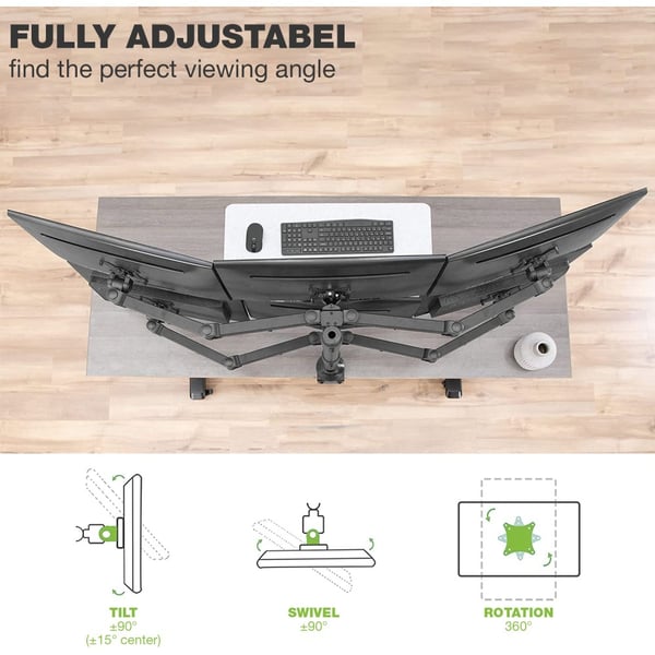 Techly ICA-LCD 482-S skærmbeslag og -stativer 50,8 cm (20") Skrivebord Sort