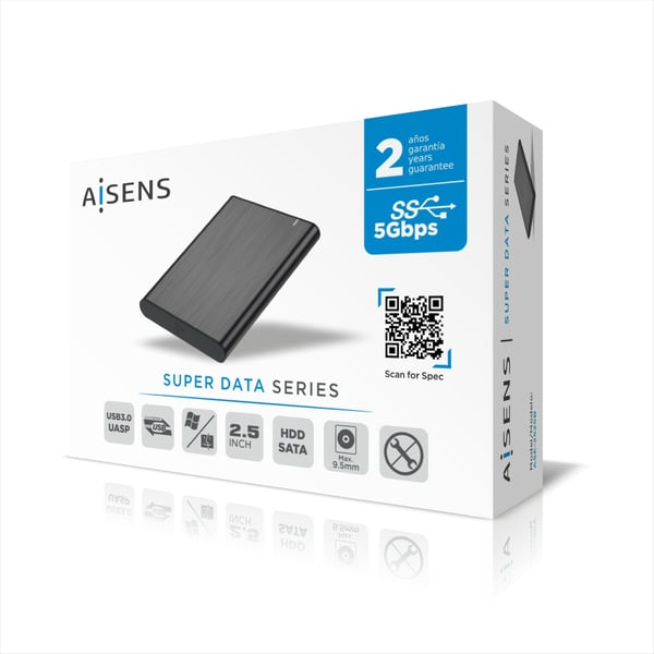 AISENS ASE-2525B drevkabinet SSD kabinet Sort 2.5"