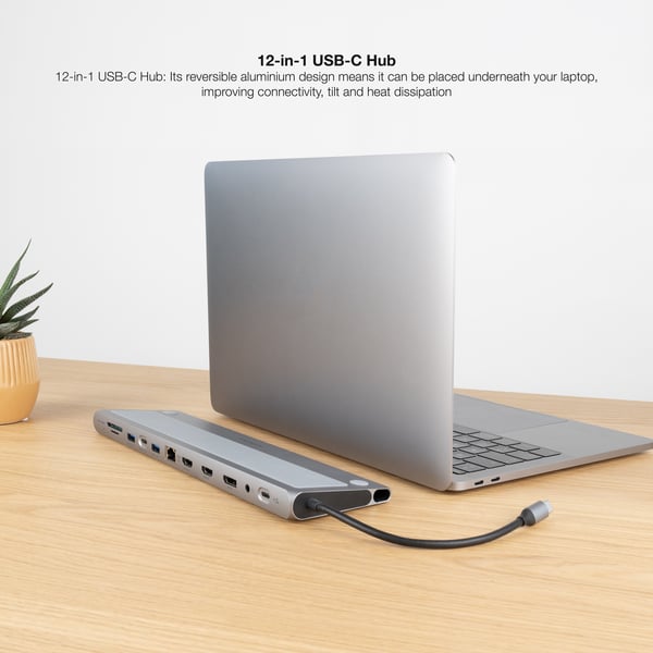 Nanocable 10.16.1012 kannettavien tietokoneiden telakka ja porttitoistin Langallinen USB 3.2 Gen 1 (3.1 Gen 1) Type-C Harmaa