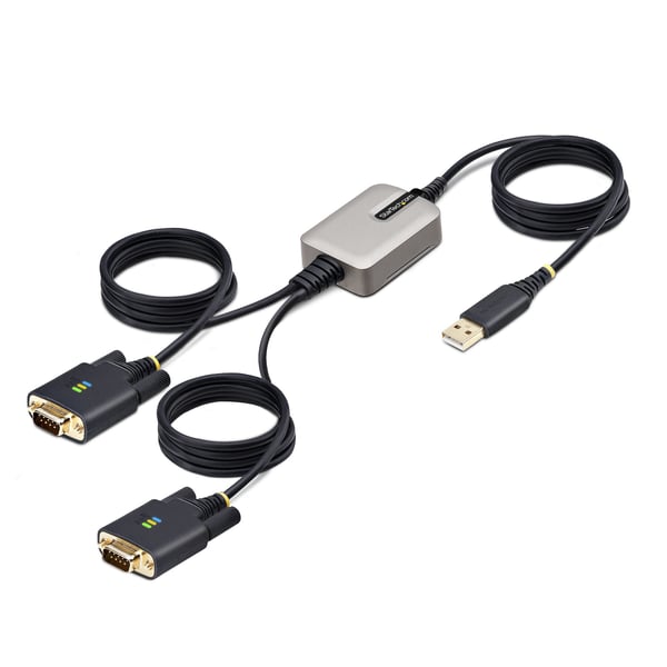 StarTech.com 2P6FFC-USB-SERIAL kabelomvandlare (hane/hona) USB-A 2 x DB-9 RS-232 Svart, Grå