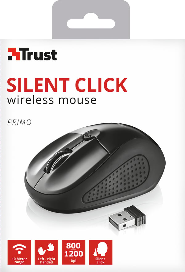 Trust Primo Silent datormöss Kontor Ambidextrous RF Trådlös Optisk 1600 DPI