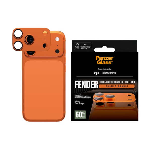 PanzerGlass ® Fender Camera Protector Cosmic Orange iPhone 17 Pro Genomskinligt skärmskydd Apple 1 styck