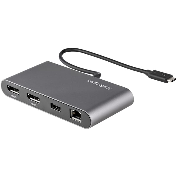 StarTech.com TB3DKM2DPL dockingstation Ledningsført Thunderbolt 3 Grå